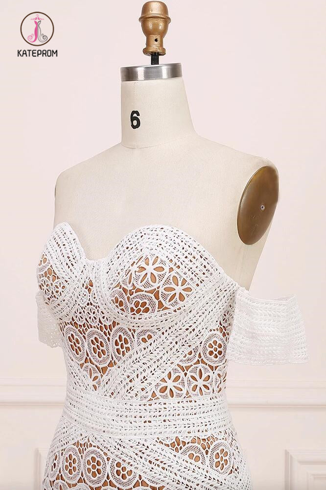 Long Sweetheart Neck Lace Bridal Dress Beach Wedding Dresses, Boho Bridal Dress KPW0459