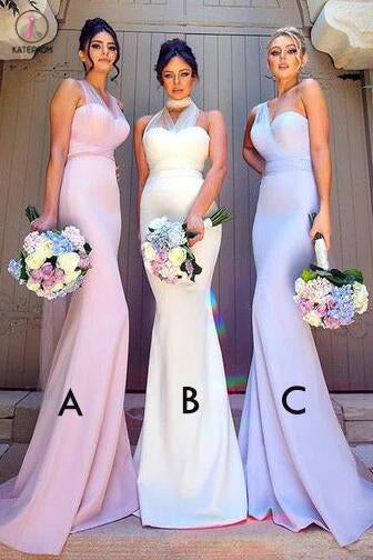 Elegant Mermaid Long Convertible Bridesmaid Dress,Long Bridesmaid Dresses with Sash KPB0047
