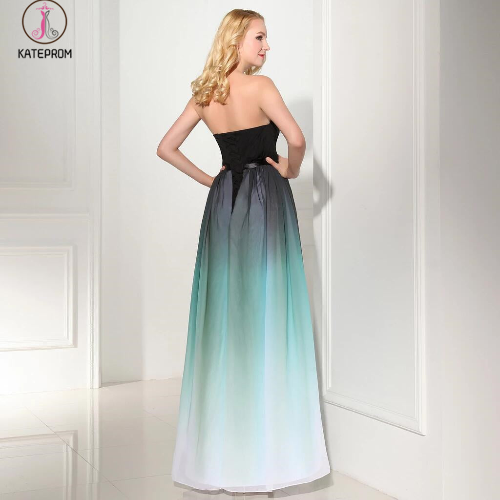 Custom Made Ombre A-Line Chiffon Long Prom Dress KPP0102