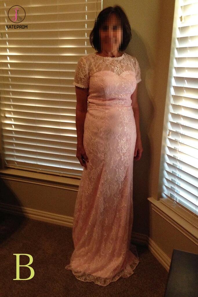 Custom Made Trumpet/Mermaid Short Sleeves Floor-Length Lace Mother of the Bride Dress KPM0001