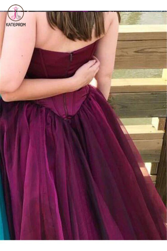 Stylish Magenta Sweetheart Floor-length Tulle Prom Dresses,Long Formal Gown KPP0273