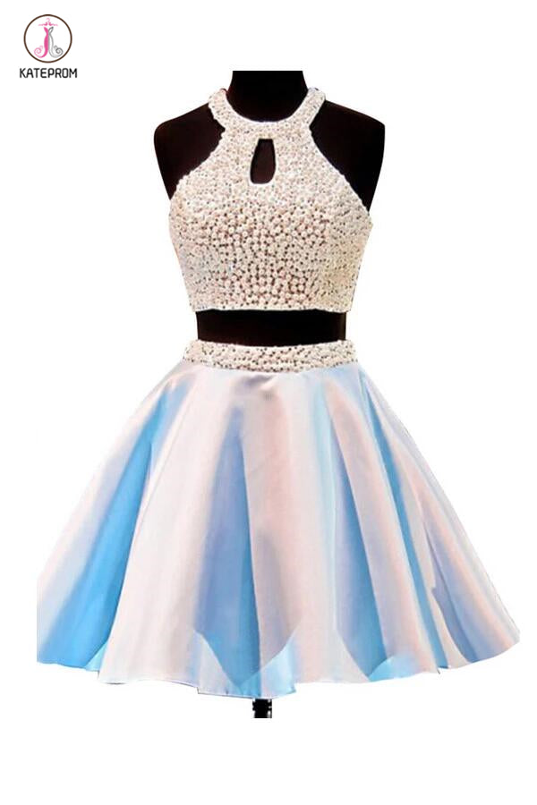 Two piece Open Back Sleeveless Homecoming/Prom Dresses KPH0028