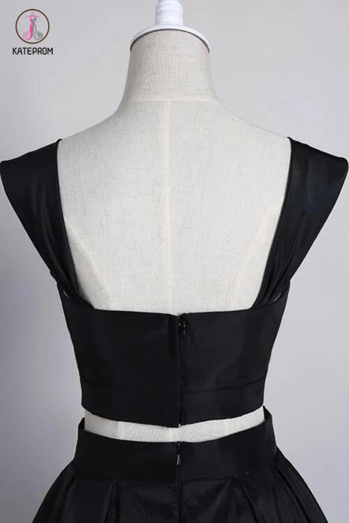 Two Pieces Off Shoulder Navy Blue Short Homecoming Dresses,Short Prom Gowns KPH0112