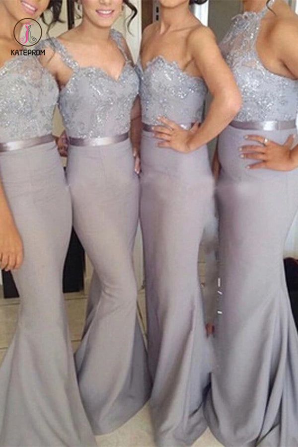 Sexy Bridesmaid Dresses Trumpet/Mermaid Short Train Lavender Bridesmaid Dresses KPB0003