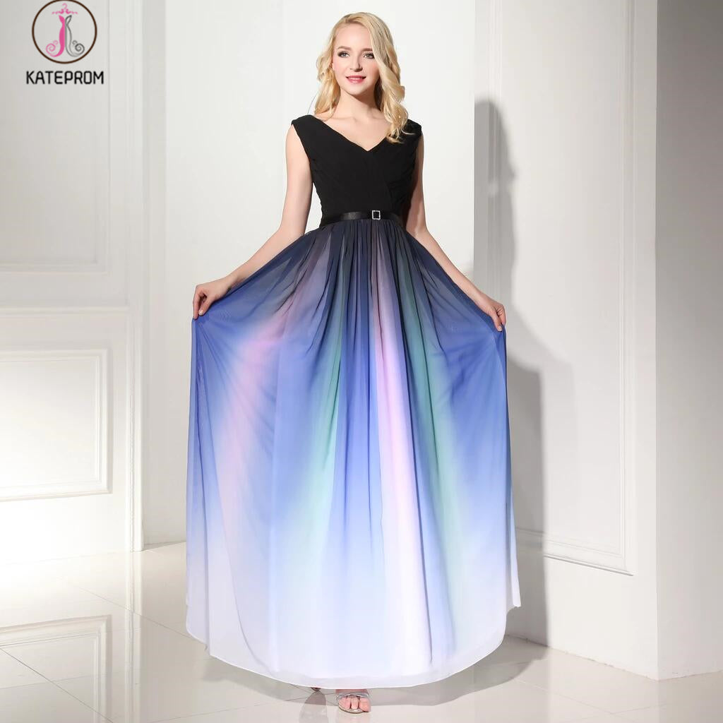 Ombre Custom Made Long Charming Chiffon Prom Dress KPP0106