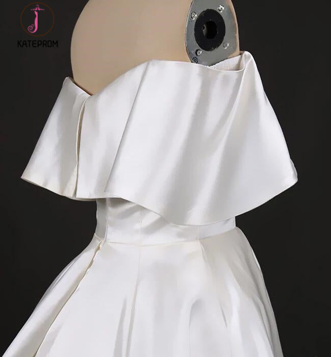 Gorgeous Strapless Ball Gown Long Wedding Dresses, Off the Shoulder Bridal Dresses KPW0469