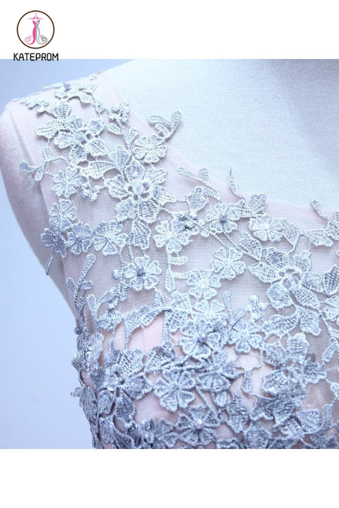 A Line Sleeveless Chiffon Long Appliqued Prom Dress, Pink Formal Dresses KPP0519