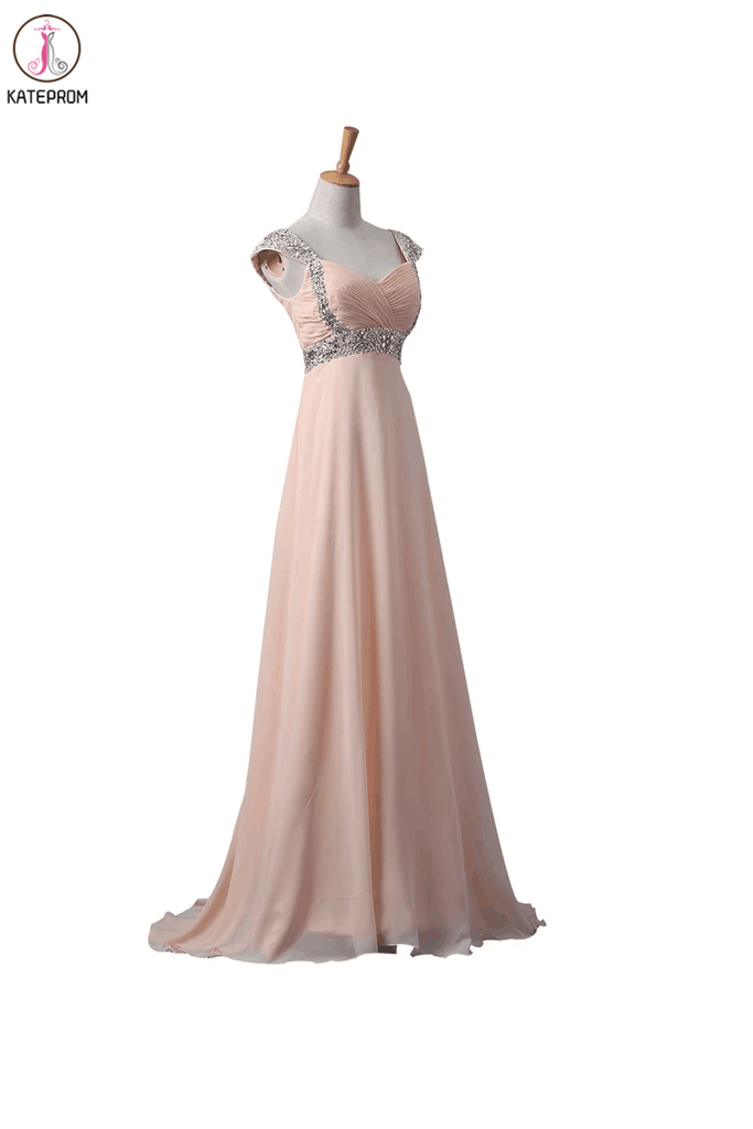 Blush Pink Chiffon Beaded Long Prom\Evening Dresses KPP0008