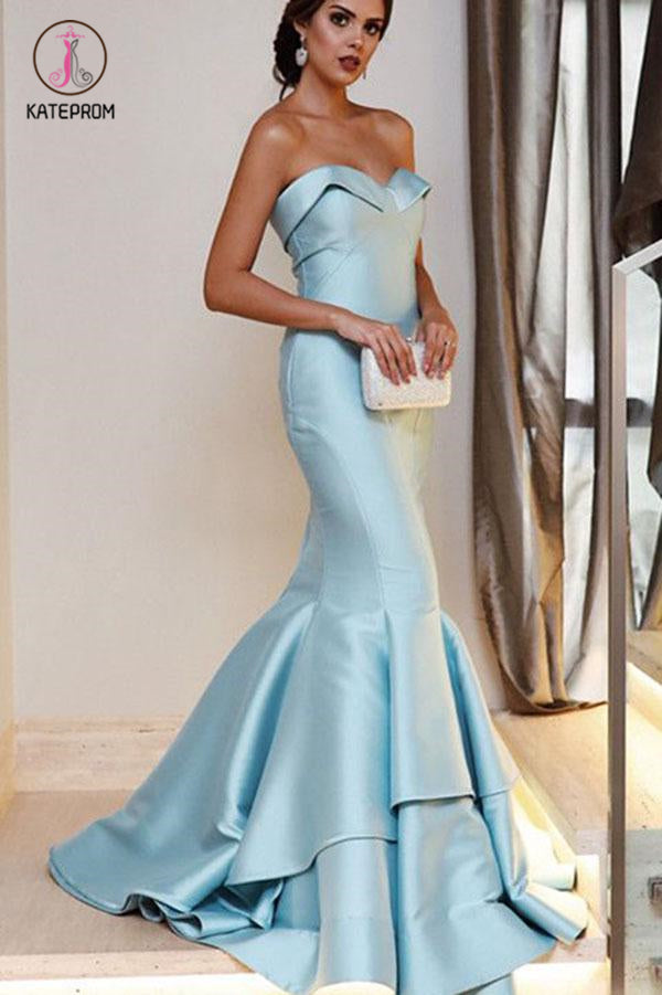 Floor Length Strapless Mermaid Evening Dress, Sexy Unique Long Prom Dress KPP0537