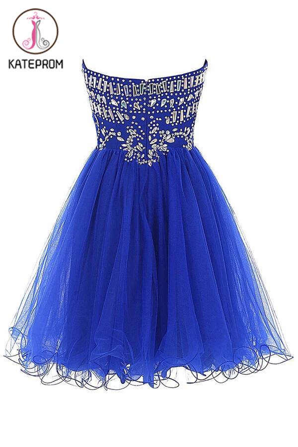 Royal Blue Tulle Sleeveless Prom Dress Homecoming Dress KPH0096