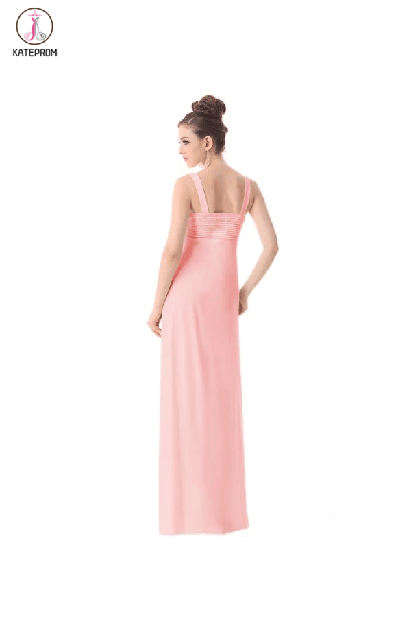 Newest Simple Pink Chiffon Long Prom Bridesmaid Dresses KPP0052