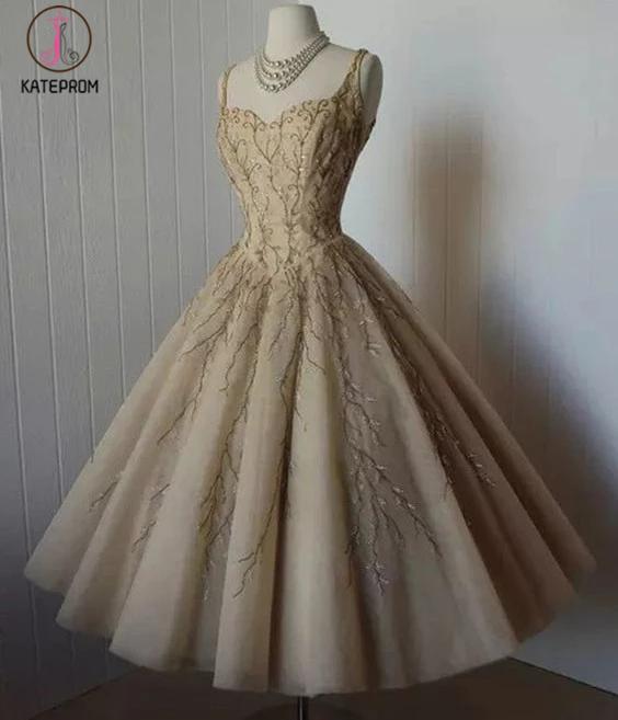 Tea-length Midi Straps Homecoming Dress,A-line Short Prom Gown,Sweetheart Party Gown KPH0147