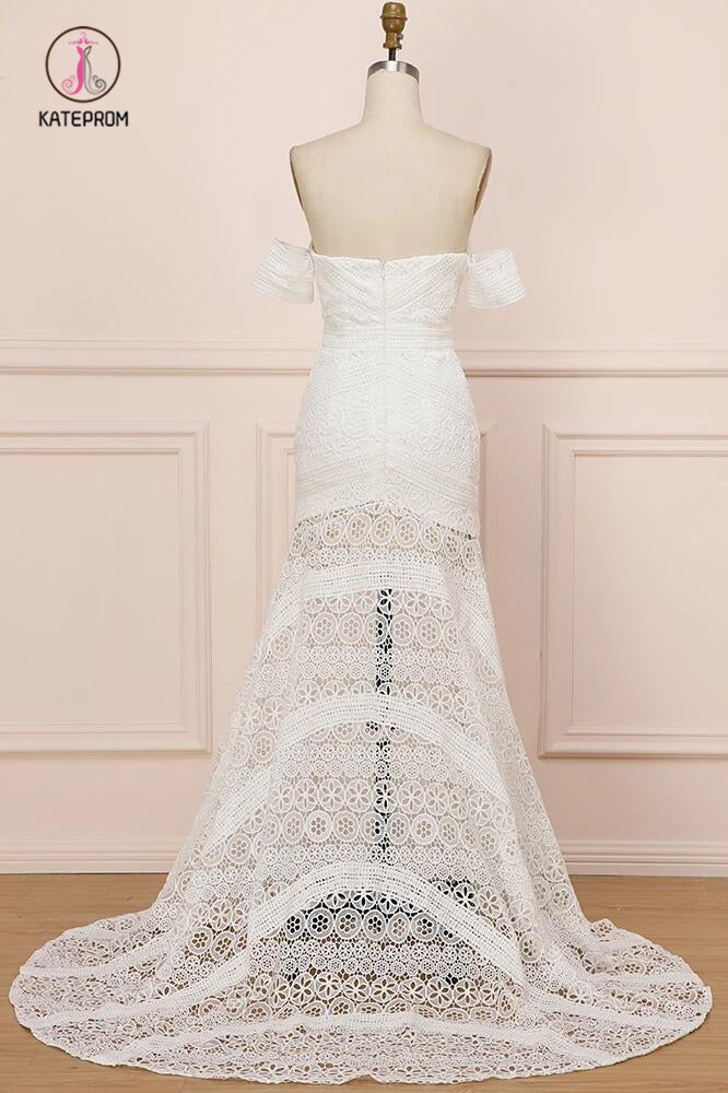 Modest Sweetheart Neck Lace Bridal Dress Beach Wedding Dresses, Sexy Boho Bridal Dress KPW0456