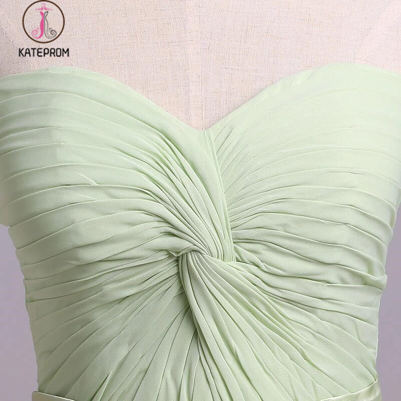 Simple Sweetheart Chiffon Prom Dress, Long Pleated Sleeveless Bridesmaid Dresses KPB0140