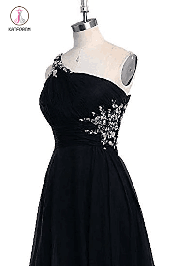 Gradient One Shoulder Chiffon Evening Dress,Ombre Prom Dresses with Beads KPB0104