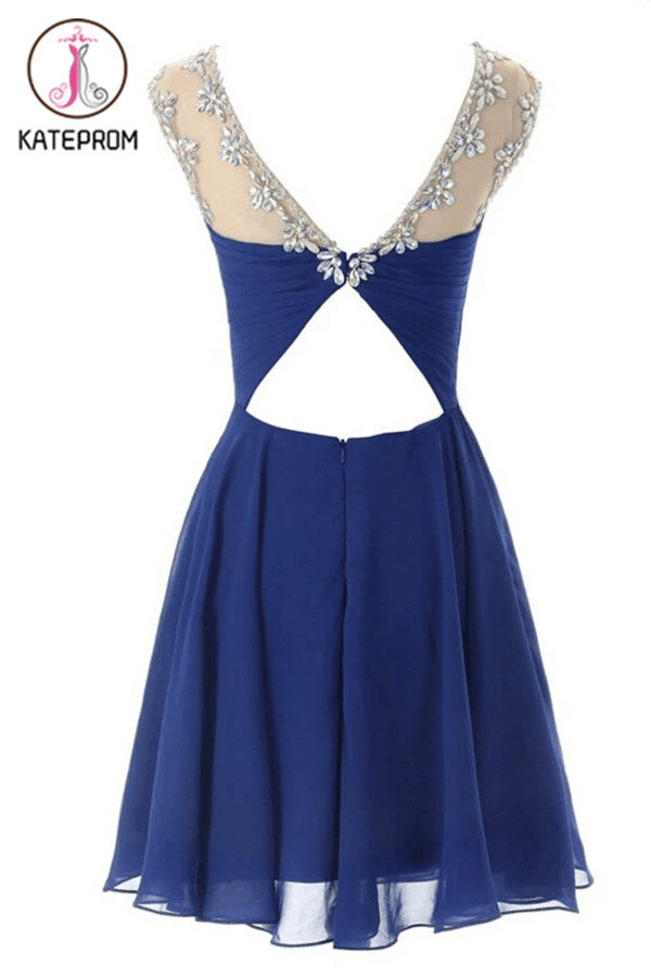 Charming Royal Bule Chiffon Prom Dress Homecoming Dress KPH0068