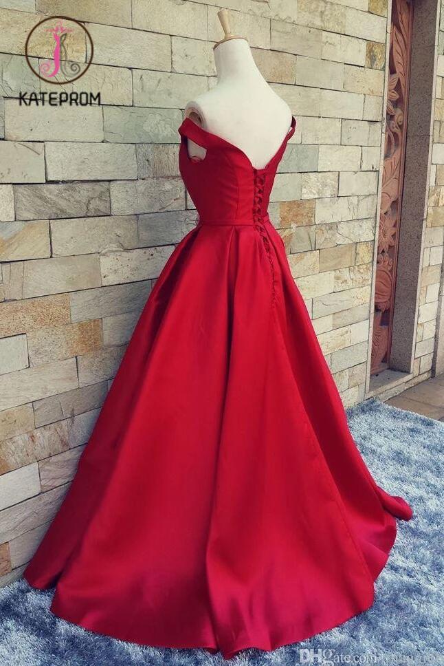 Charming A Line Satin Off-the-Shoulder Prom Dress With Belt KPP0134