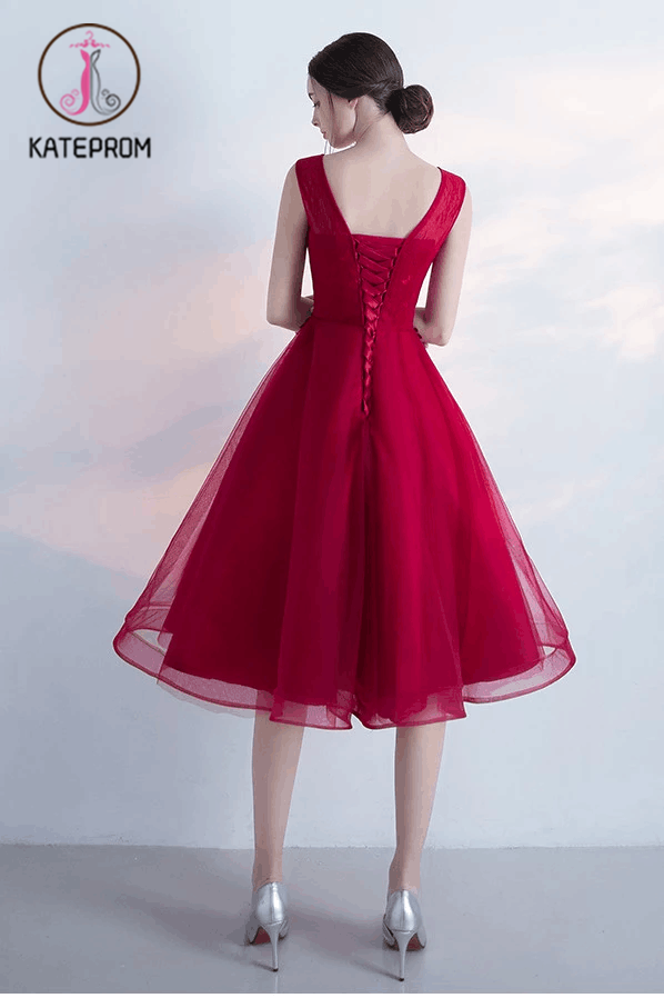 A-line Tulle Sleeveless Homecoming Dress,New Arrival Graduation Dresses With Flowers KPH0103