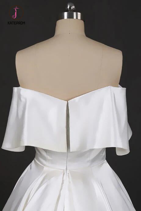 Gorgeous Strapless Ball Gown Long Wedding Dresses, Off the Shoulder Bridal Dresses KPW0469