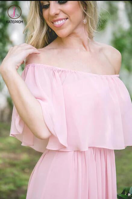 Long Off-the-shoulder Chiffon Bridesmaid Dress,Charming Bridesmaid Dresses KPB0105