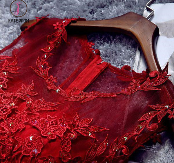 Beautiful Short Appliqued Tulle Cocktail Dress Homecoming Dress With Sash KPH0291