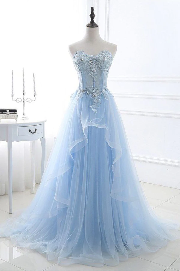 Chic Prom Dresses Sweetheart A Line Floor Length Prom Dress KPP1702