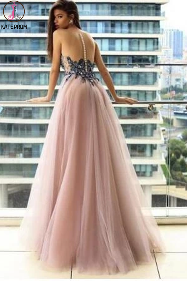 A line Long Tulle Fancy Strapless Unique Prom Dress for Sale KPP1315
