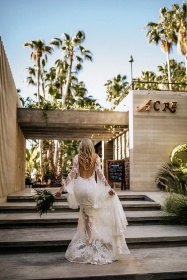 Sheath Column Long Sleeve Wedding Dresses Boho Country Bridal Dresses KPW0718