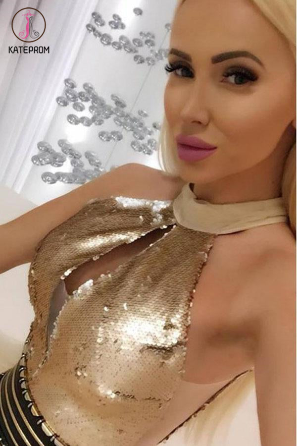 Sexy A-Line High Neck Short Tulle Homecoming Cocktail Dress with Keyhole without Belt KPH0395