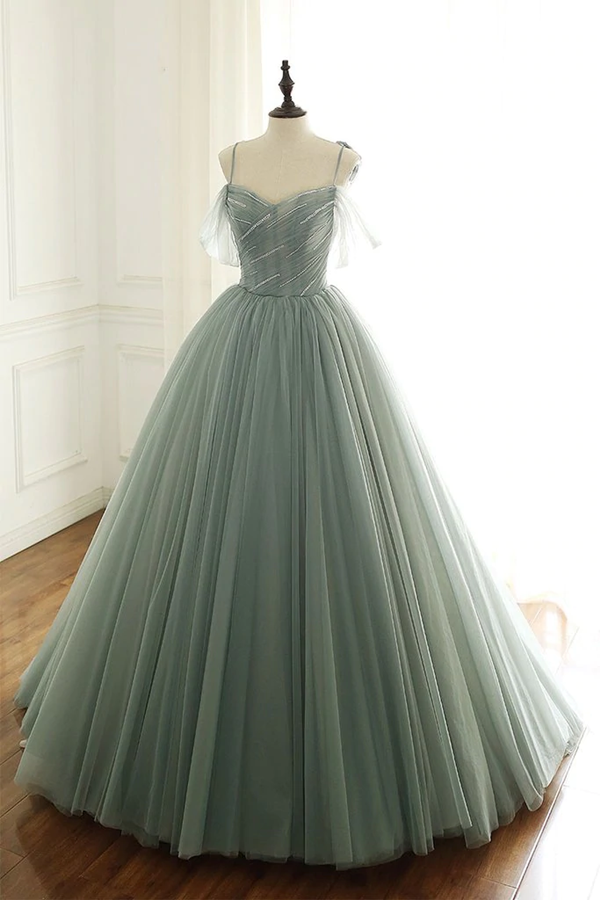 Ball Gown Spaghetti Straps Long Prom Dress Quinceanera Formal Evening Dress KPP1541