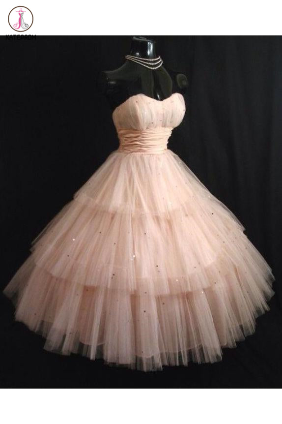 Princess Sweetheart Tulle Knee Length Homecoming Dress, Puffy Strapless Short Prom Dress KPH0458