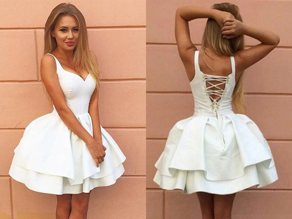Simple Ball Gown Short Ivory Lace Up Formal Homecoming Dresses KPH0559