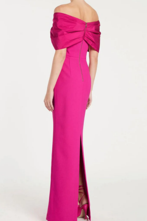 A line Off Shoulder Satin Long Prom Dress Evening Dress KPP1632