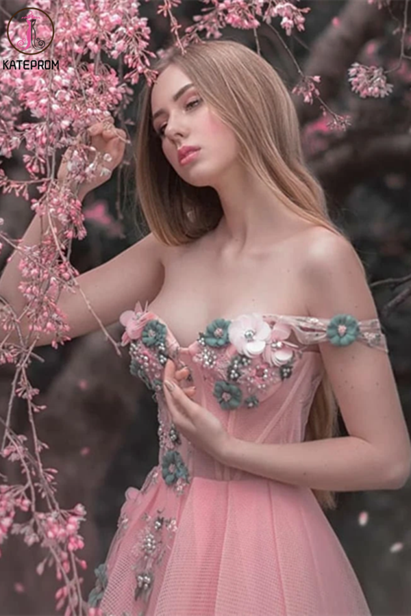 Chic A-line Off The Shoulder Floor Length Amazing Wedding Dress for Sale KPW0608