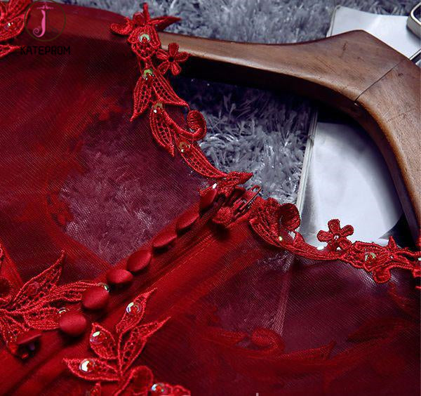 Beautiful Short Appliqued Tulle Cocktail Dress Homecoming Dress With Sash KPH0291