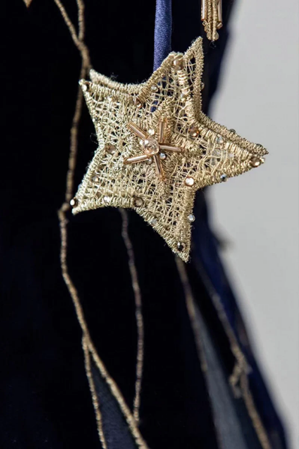 Blue Spaghetti Strap Long Prom Dress with Star, Blue Evening Party Dress KPP1745