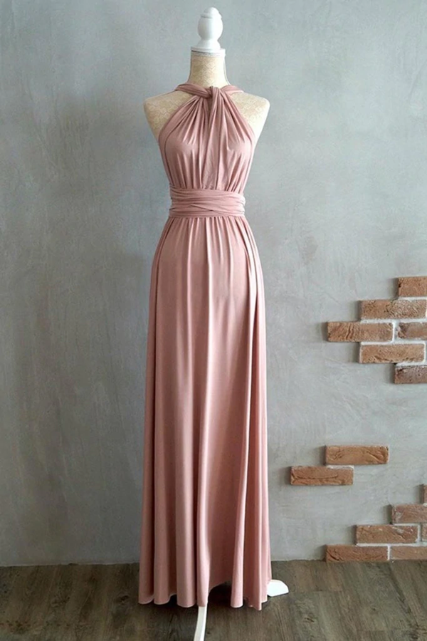 Simple Elegant Open Back Pink Prom Dresses Bridesmaid Dresses KPP1609