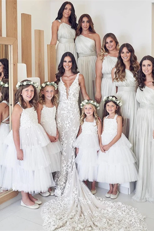 Spaghetti Straps Mermaid Wedding Dresses Lace Appliqued Gowns KPW0656