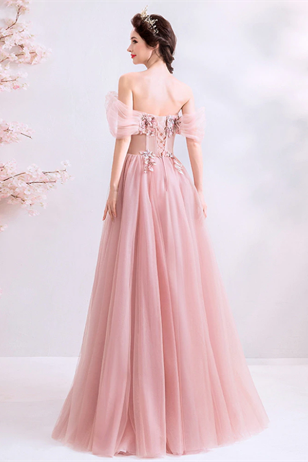Chic A line Off the shoulder Beautiful Prom Dress Unique Long Formal Gowns KPP1566
