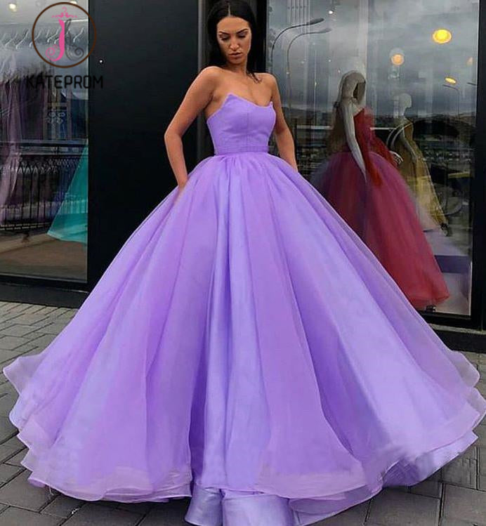 Blue Ball Gown Sweetheart Prom Dress, Princess Floor Length Tulle Quinceanera Dresses KPP1050