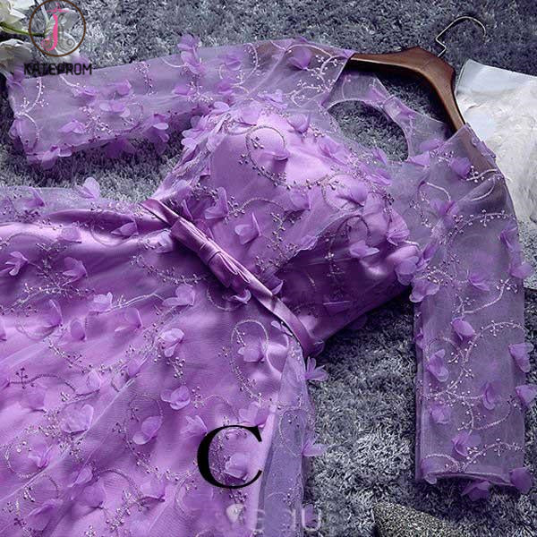 Princess Half Sleeves Short Homecoming Dress with Flowers,Unique Short Cocktail Dress KPH0292