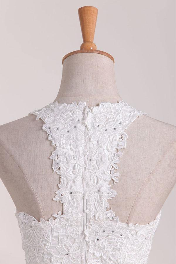 Two Piece Scoop Homecoming Dresses A Line Satin With Applique KPH0697