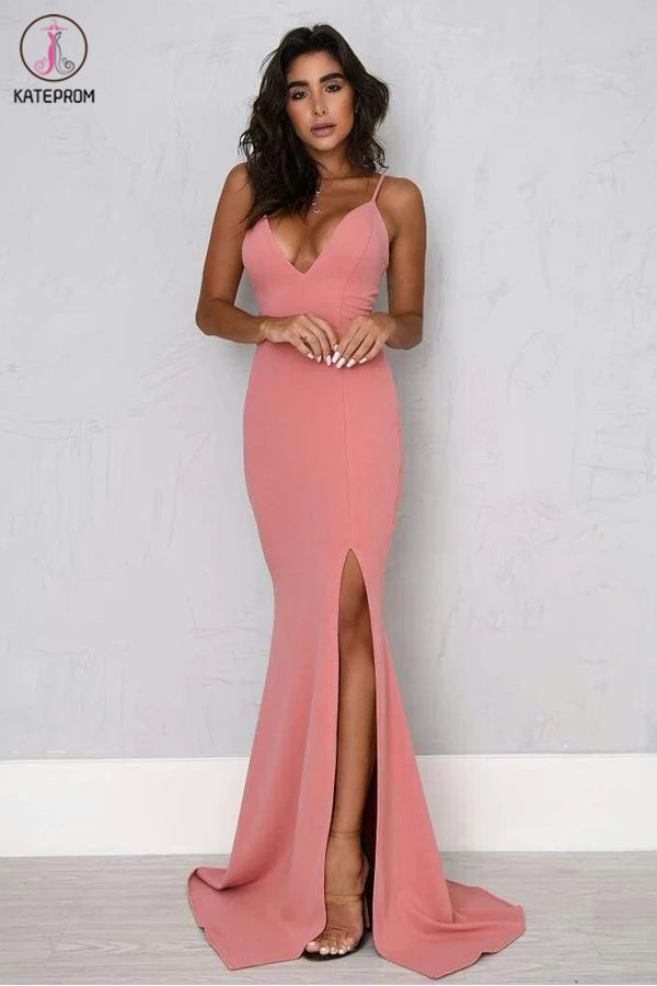 Sexy Sheath Split Spaghetti Straps Mermaid Prom/Formal Dress KPP1252