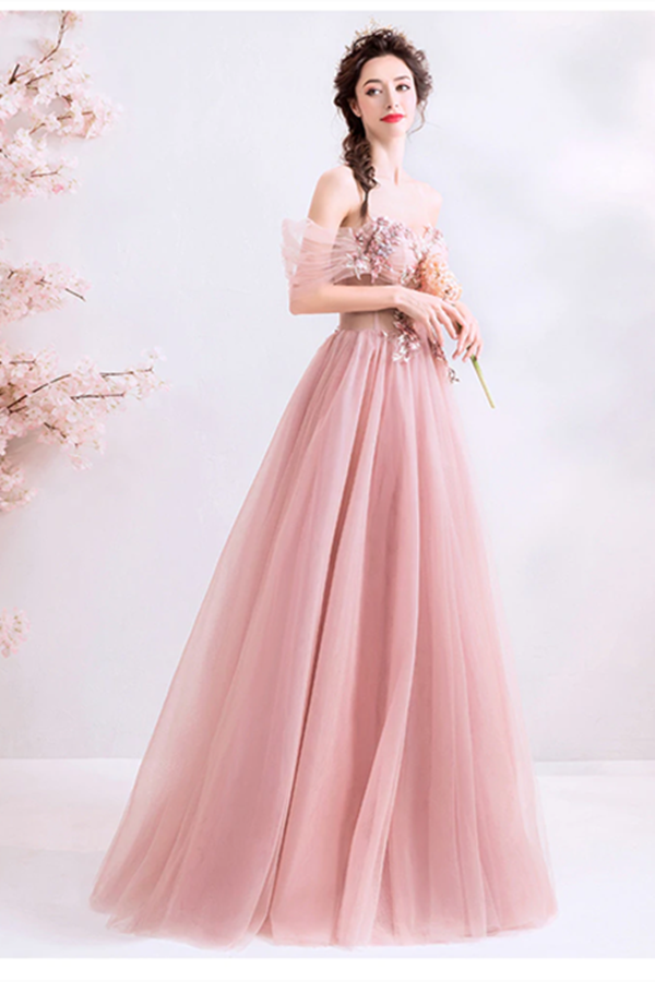 Chic A line Off the shoulder Beautiful Prom Dress Unique Long Formal Gowns KPP1566