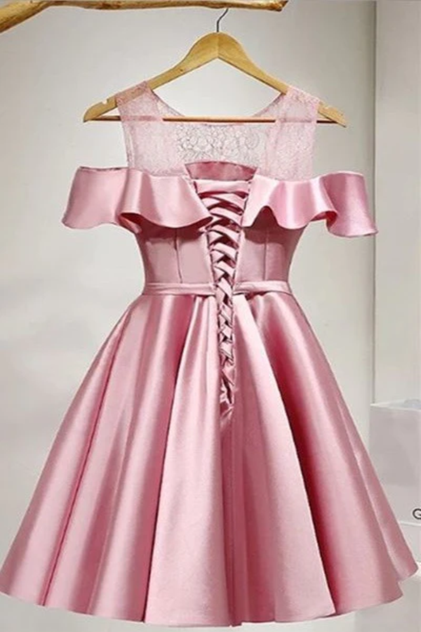 2022 Homecoming Dress Lace up Scoop Short Prom Dress Party Dress KPH0611