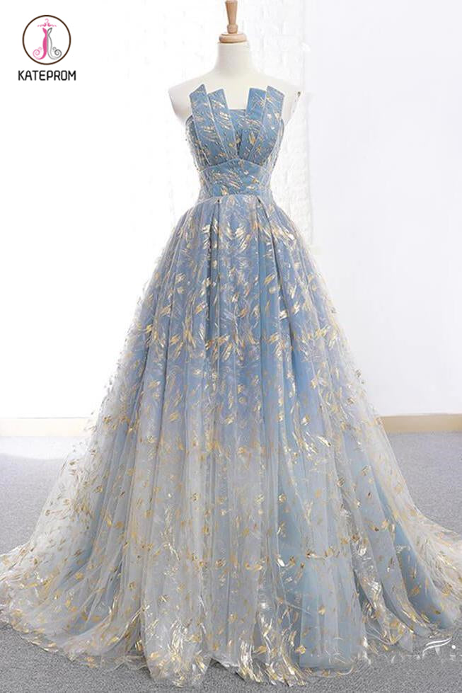 Puffy Gold Lace Quinceanera Dress, Princess Unique Sweet 16 Dresses Prom Dresses KPP0755