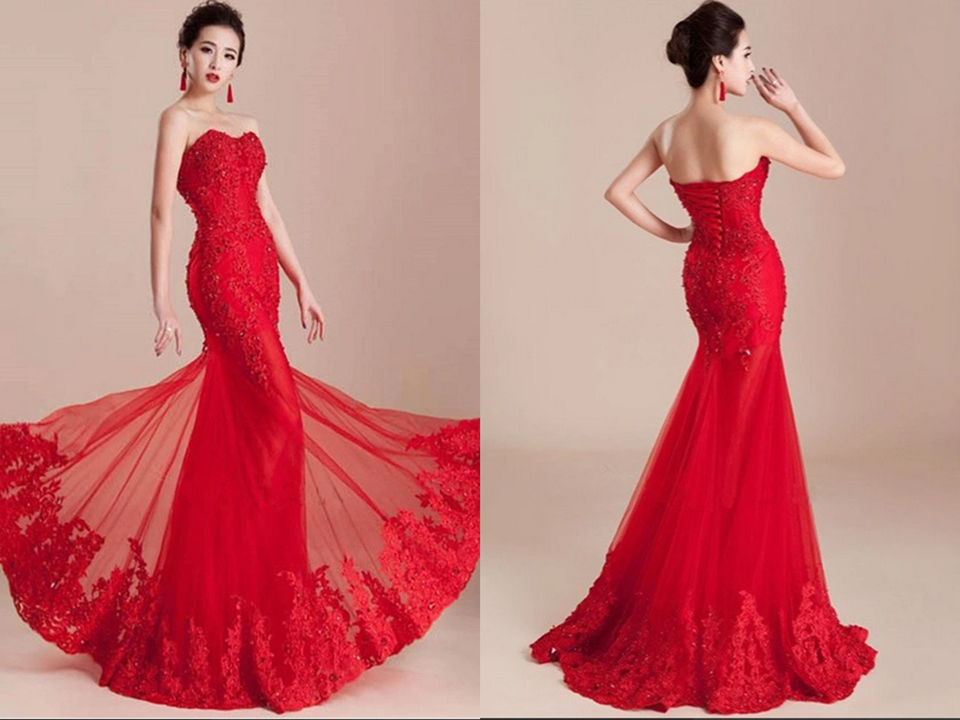 Decent Long Mermaid Lace Sweetheart Prom Dress with Appliques and Beading KPP1424