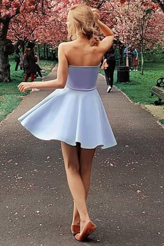 Lavender Strapless Mini A Line Homecoming Dress, Simple Short Prom Dresses KPH0466