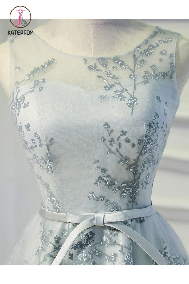 Cute A line Sleeveless Short Prom Dress, Appliqued Homecoming Dress For Girl KPH0367