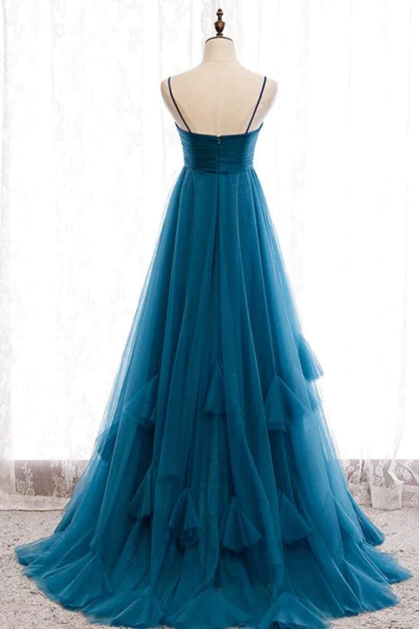 Sweetheart Neck Blue Long Prom Dress, Long Blue Formal Graduation Evening Dress KPP1769